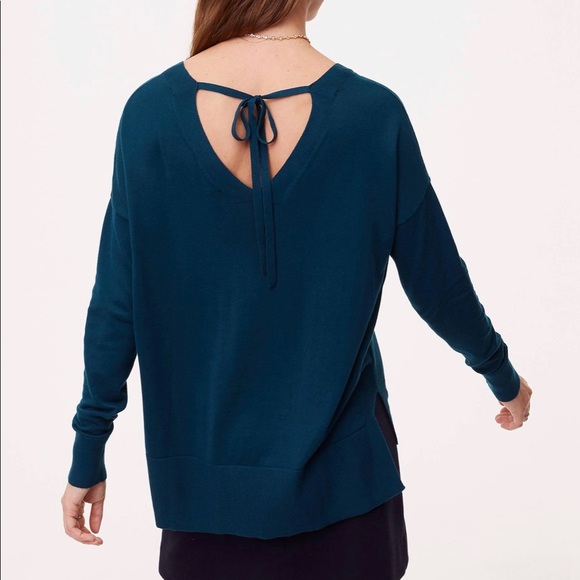 LOFT Tie Back Double V Sweater - Picture 1 of 6